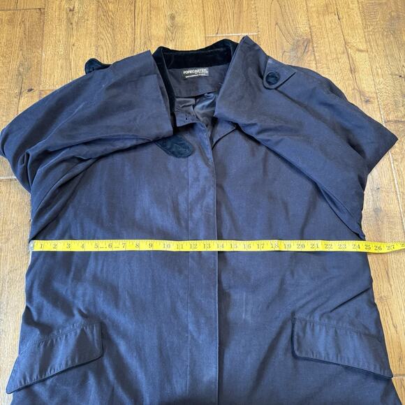 VTG Forecaster of Boston Suede Collared Trench Coat Lined Black Womens Sz 15/16 - Picture 4 of 7